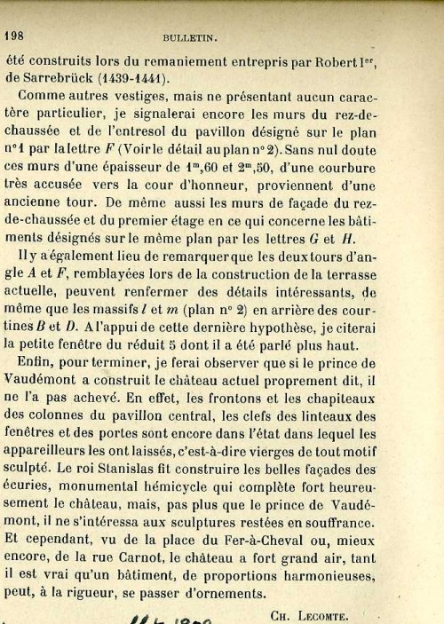 Texte sur l'histoire du chteau bas de Commercy, famille de Saarebrck, damoiseau de Commercy